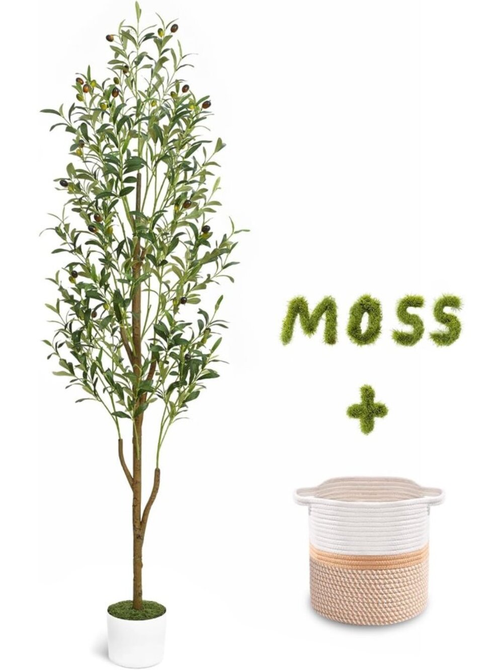 6FT Tall Faux Olive Tree for Indoor Decor - Stylish Planter & Basket Included